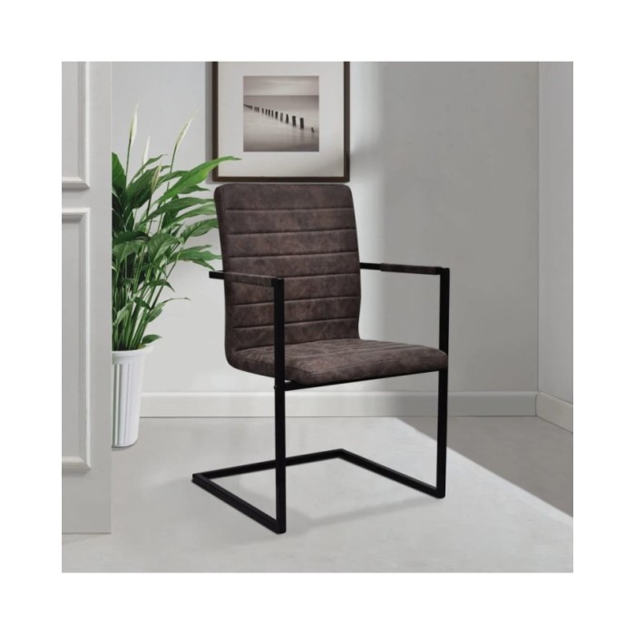 Chaises de salle à manger cantilever 2 pcs Marron Similicuir