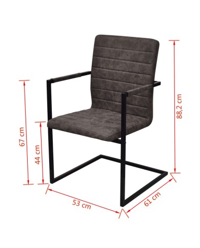 Chaises de salle à manger cantilever 2 pcs Marron Similicuir