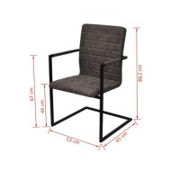 Chaises de salle à manger cantilever 2 pcs Marron Similicuir