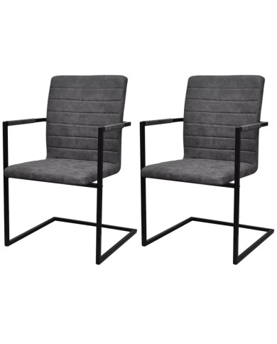 Chaises de salle à manger cantilever 2 pcs Gris Similicuir