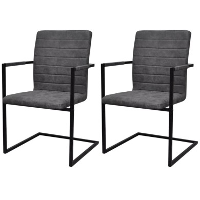 Chaises de salle à manger cantilever 2 pcs Gris Similicuir