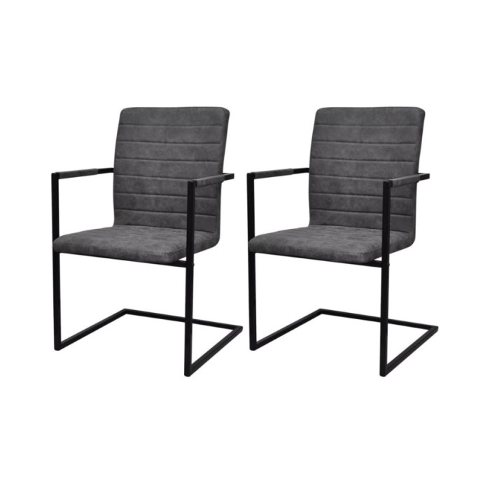 Chaises de salle à manger cantilever 2 pcs Gris Similicuir