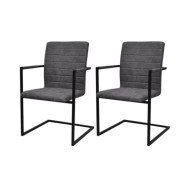 Chaises de salle à manger cantilever 2 pcs Gris Similicuir