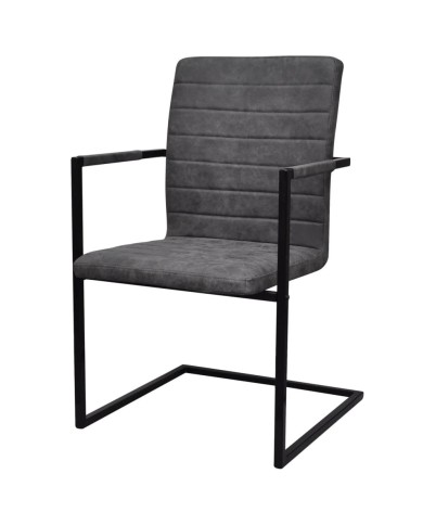 Chaises de salle à manger cantilever 2 pcs Gris Similicuir