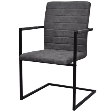 Chaises de salle à manger cantilever 2 pcs Gris Similicuir