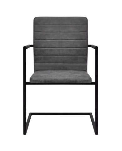 Chaises de salle à manger cantilever 2 pcs Gris Similicuir