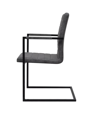 Chaises de salle à manger cantilever 2 pcs Gris Similicuir