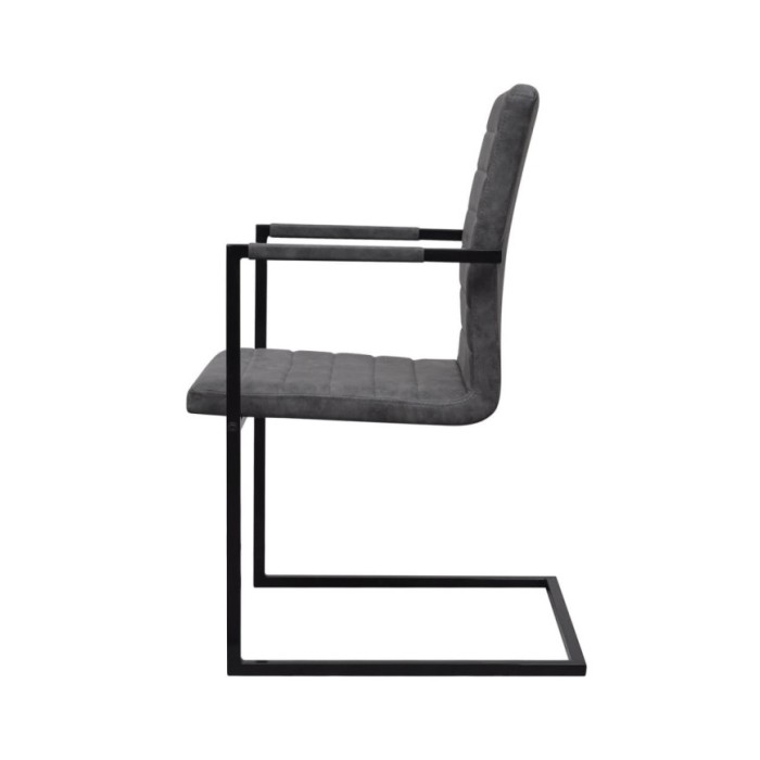 Chaises de salle à manger cantilever 2 pcs Gris Similicuir