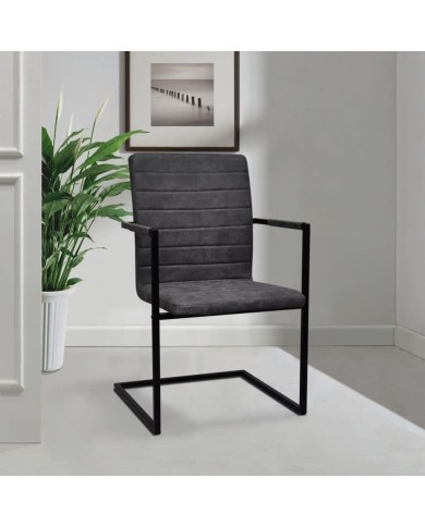 Chaises de salle à manger cantilever 2 pcs Gris Similicuir