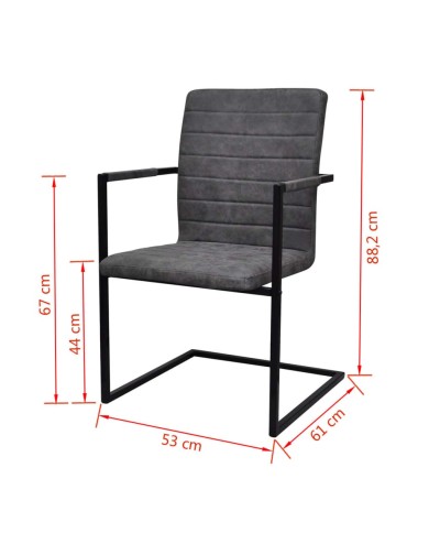 Chaises de salle à manger cantilever 2 pcs Gris Similicuir