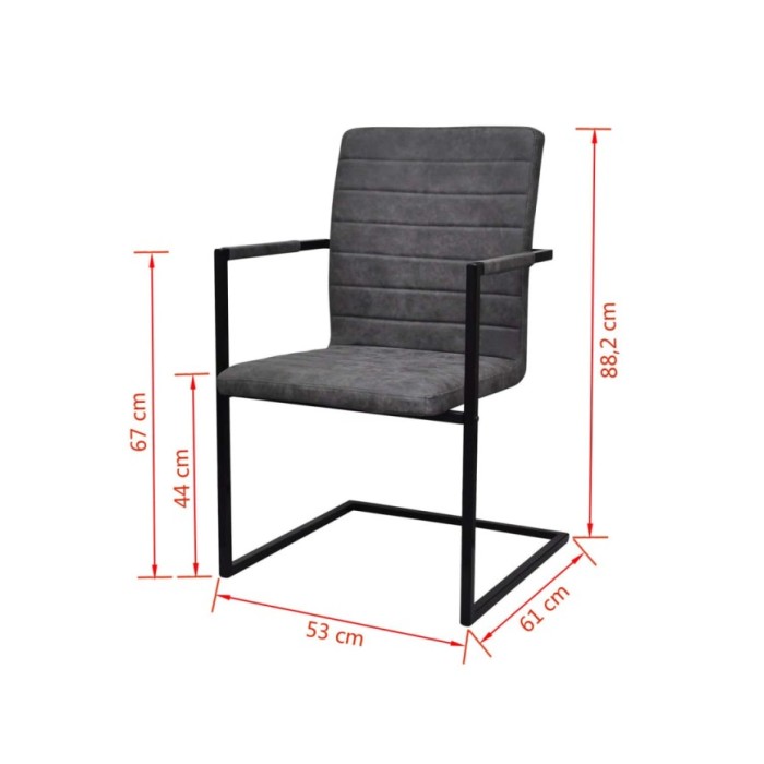 Chaises de salle à manger cantilever 2 pcs Gris Similicuir