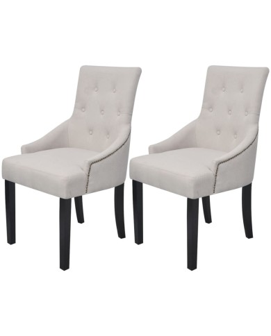 Chaises de salle à manger 2 pcs Gris crème Tissu