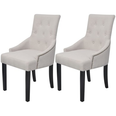 Chaises de salle à manger 2 pcs Gris crème Tissu
