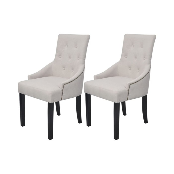 Chaises de salle à manger 2 pcs Gris crème Tissu