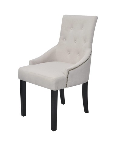 Chaises de salle à manger 2 pcs Gris crème Tissu