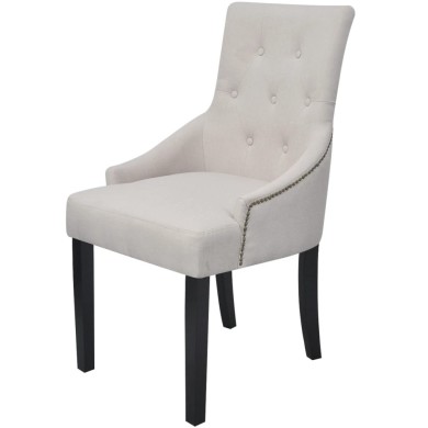 Chaises de salle à manger 2 pcs Gris crème Tissu