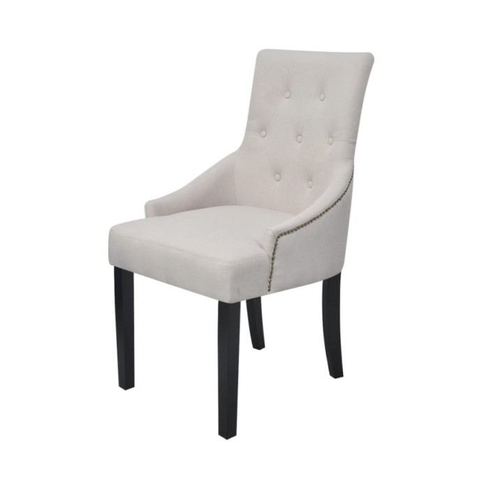 Chaises de salle à manger 2 pcs Gris crème Tissu