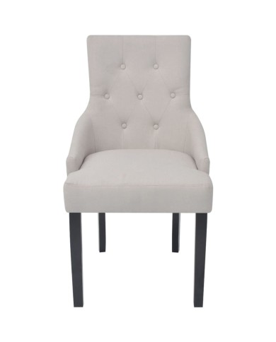 Chaises de salle à manger 2 pcs Gris crème Tissu