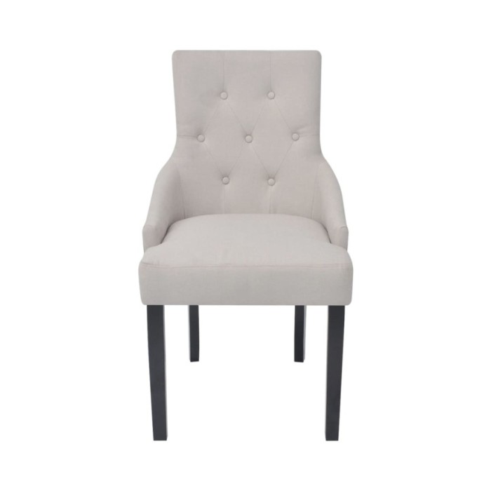 Chaises de salle à manger 2 pcs Gris crème Tissu