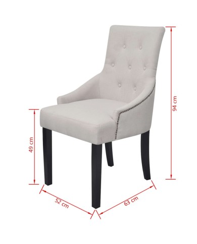 Chaises de salle à manger 2 pcs Gris crème Tissu