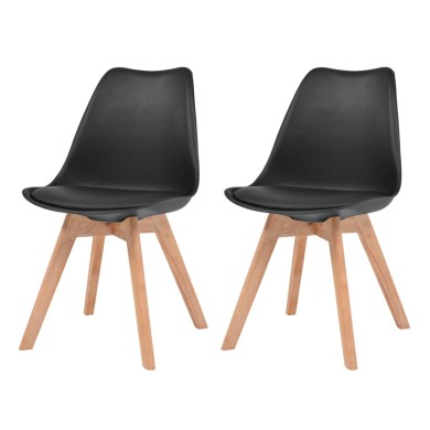 Chaises de salle à manger 2 pcs Noir Similicuir