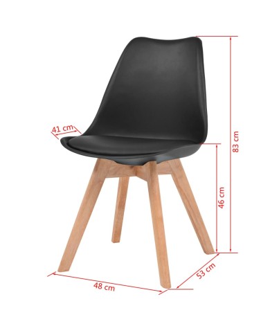 Chaises de salle à manger 2 pcs Noir Similicuir
