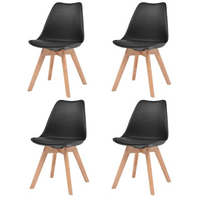 Chaises de salle à manger 4 pcs Noir Similicuir