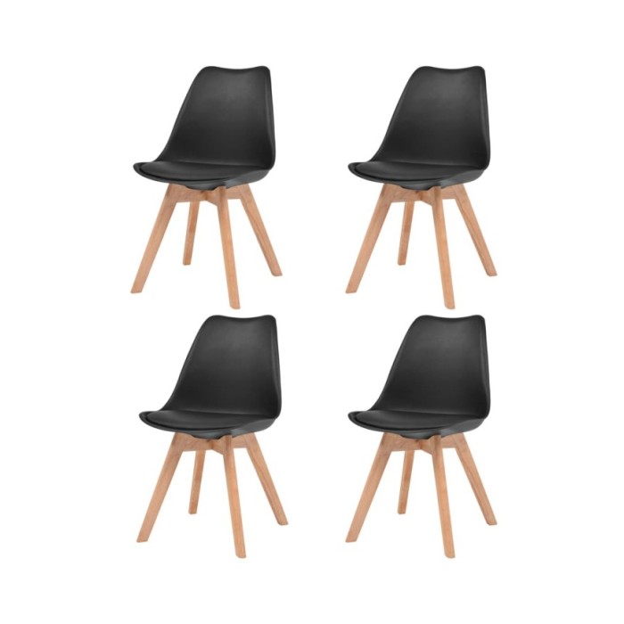 Chaises de salle à manger 4 pcs Noir Similicuir