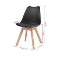 Chaises de salle à manger 4 pcs Noir Similicuir
