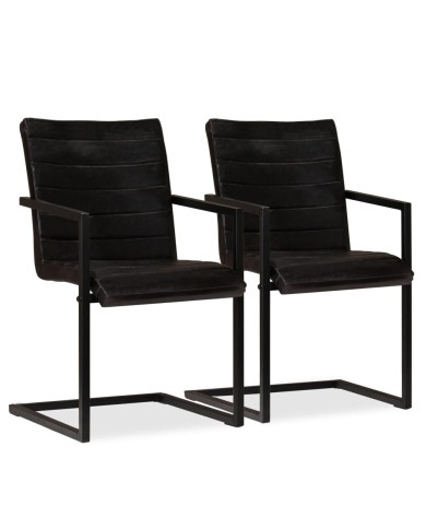 Chaises de salle à manger 2 pcs Anthracite Cuir véritable 