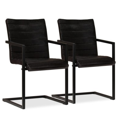 Chaises de salle à manger 2 pcs Anthracite Cuir véritable 