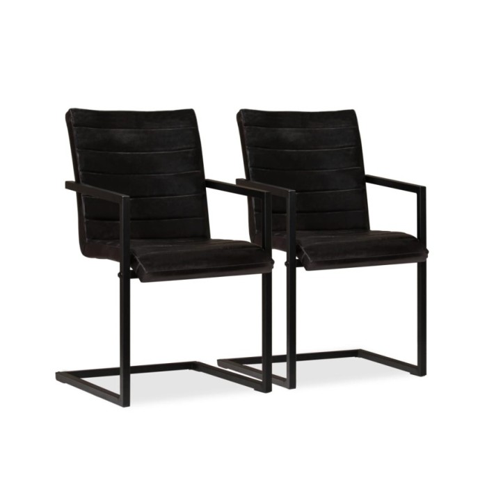 Chaises de salle à manger 2 pcs Anthracite Cuir véritable 