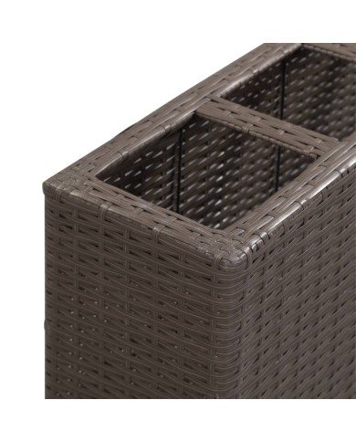 Lit surélevé de jardin 4 pots 80x22x79 cm Résine Tressée Marron