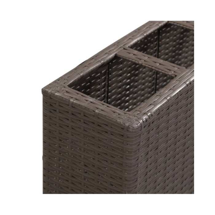 Lit surélevé de jardin 4 pots 80x22x79 cm Résine Tressée Marron