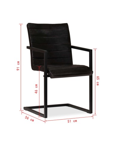 Chaises de salle à manger 2 pcs Anthracite Cuir véritable 
