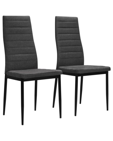 Chaises de salle à manger 2 pcs Gris foncé Tissu