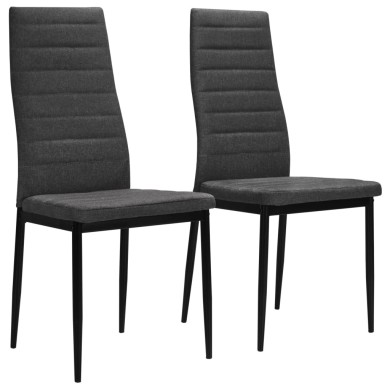 Chaises de salle à manger 2 pcs Gris foncé Tissu