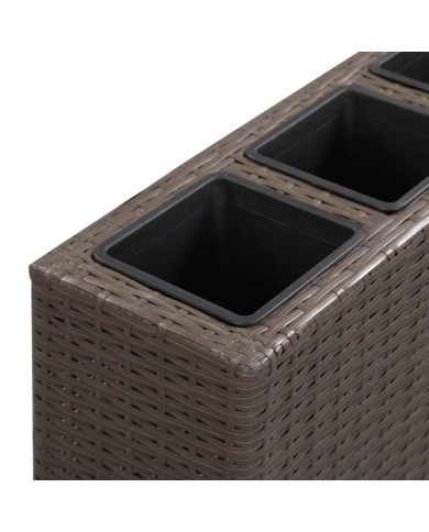 Lit surélevé de jardin 4 pots 80x22x79 cm Résine Tressée Marron
