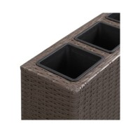 Lit surélevé de jardin 4 pots 80x22x79 cm Résine Tressée Marron