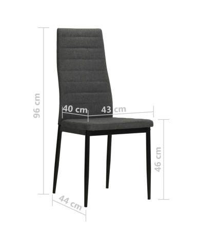 Chaises de salle à manger 2 pcs Gris foncé Tissu