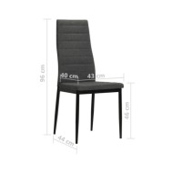 Chaises de salle à manger 2 pcs Gris foncé Tissu