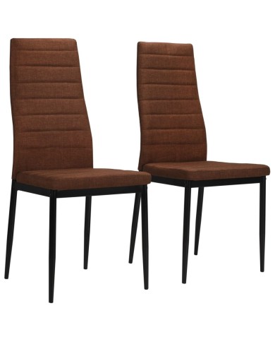 Chaises de salle à manger 2 pcs Marron Tissu