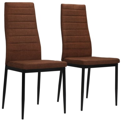 Chaises de salle à manger 2 pcs Marron Tissu