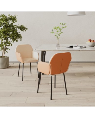Chaises de salle à manger 2 pcs Crème Tissu et similicuir