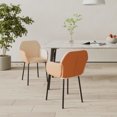 Chaises de salle à manger 2 pcs Crème Tissu et similicuir