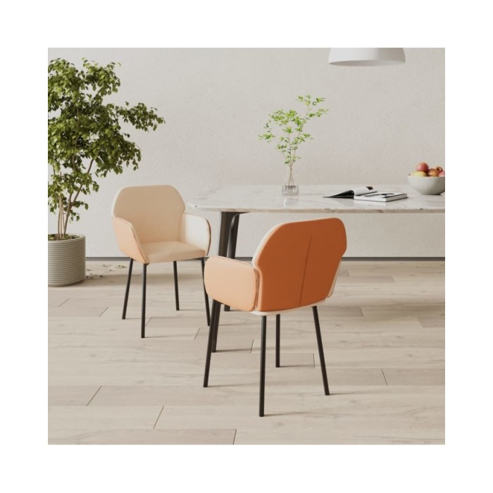 Chaises de salle à manger 2 pcs Crème Tissu et similicuir