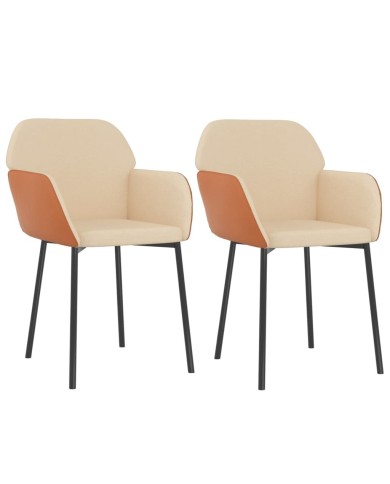 Chaises de salle à manger 2 pcs Crème Tissu et similicuir