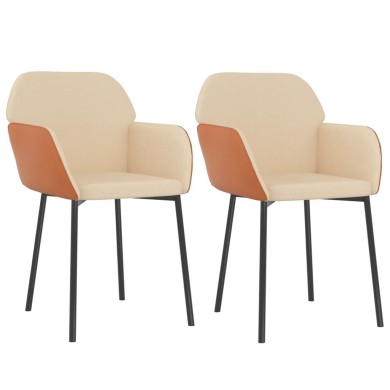 Chaises de salle à manger 2 pcs Crème Tissu et similicuir