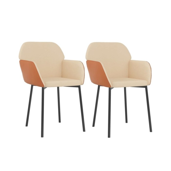 Chaises de salle à manger 2 pcs Crème Tissu et similicuir