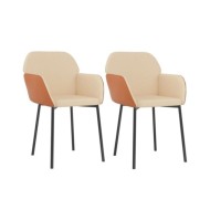 Chaises de salle à manger 2 pcs Crème Tissu et similicuir